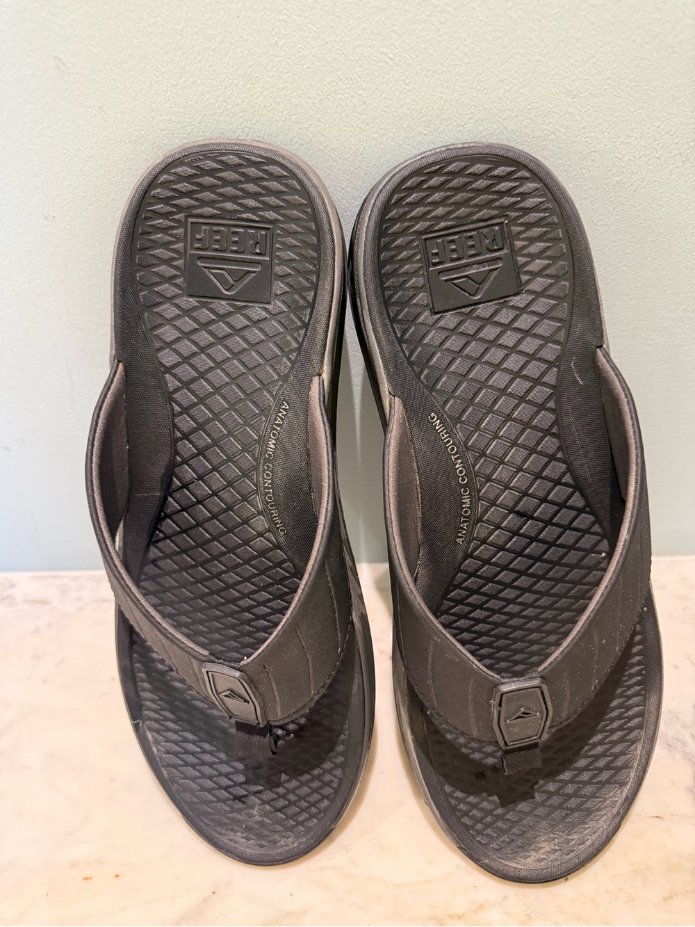 Reef Deckhand Slip On Flip Flop Waterproof Black Sandal, size 12